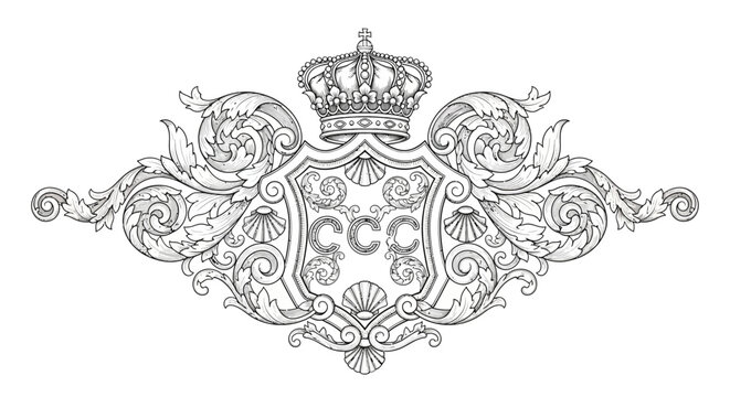 Vintage Heraldic Crest with Crown and CCC Monogram