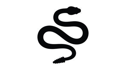 Fototapeta premium Minimalist black vector illustration of a coiled rattlesnake design featuring a sharp and clean silhouette