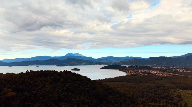 Panoramic Sunset View Over a Tropical Bay