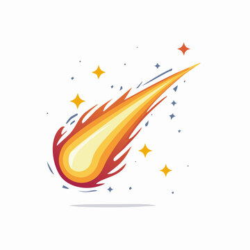 Stylized illustration of a comet or meteor streaking through space