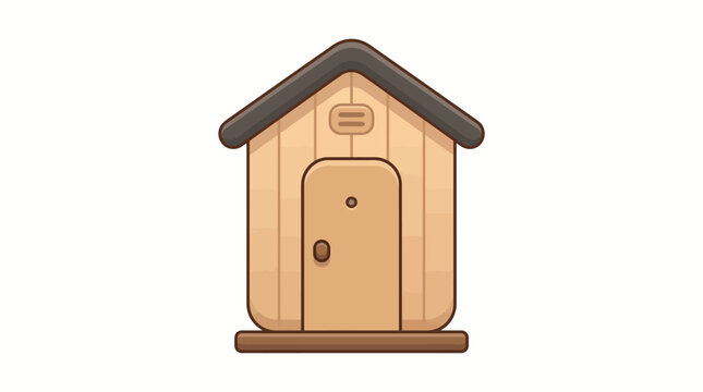 Simple Wooden Shed Icon with a Gable Roof and Door