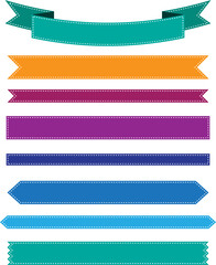 Colorful Ribbon Banners and Labels Vector Set with Stitch Border Detail © Arslan Saeed