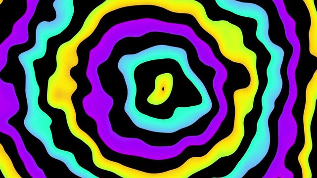 Abstract colorful background with a seamless psychedelic wave pattern for a vibrant, retro textile design 4k Abstract background video