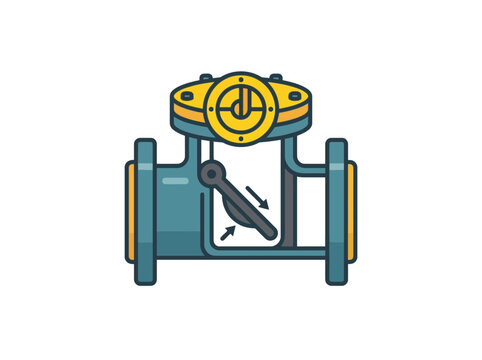 Industrial swing check valve mechanism vector illustration. EPS Editable