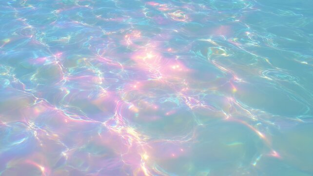 Iridescent water surface with soft pastel tones. Artificial intelligence image