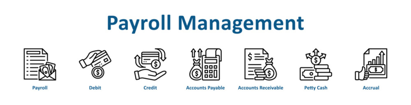 Payroll Management web icon banner with line art style