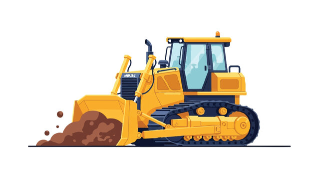 Yellow Bulldozer Vector Pushing Dirt