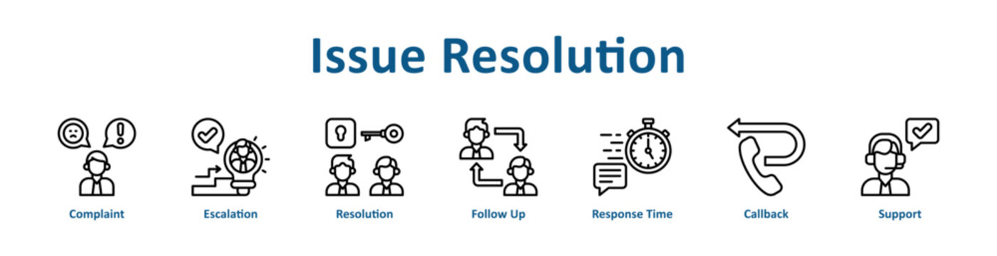 Issue Resolution web icon banner with line art style