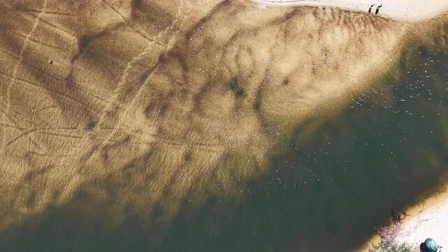 Aerial View of Natural Sand Art in the Ocean