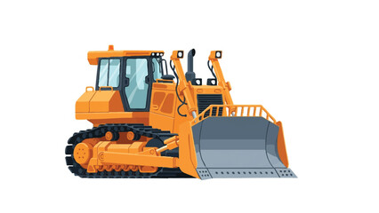 Fototapeta premium Yellow Industrial Bulldozer Vector Illustration on White Background