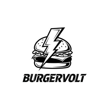 Burger Volt Logo Illustration Design.