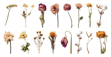 Obraz premium PNG Dried flowers arrangement variety on transparent background