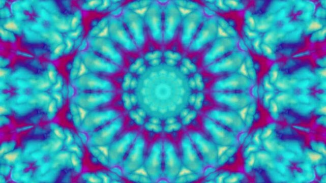 4K Colorful kaleidoscope loop background. Abstract multicolored motion graphics background for yoga specialist, astrology, art therapist, night club, music video