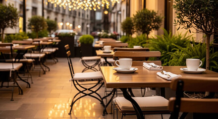 Fototapeta premium outdoor seating area of a restaurant.