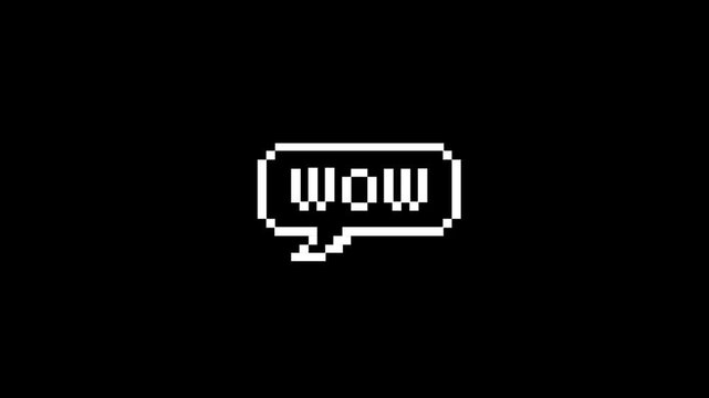 A "wow"-themed comic chat animation. Alpha channel. Transparent background motion design. 4K resolution.