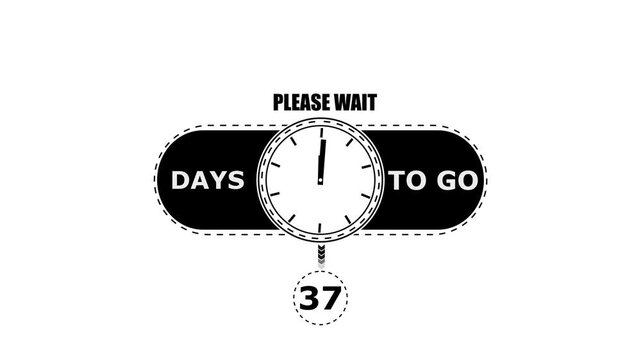 37 Days to go countdown timer icon.Minimal countdown timer animation days to go.Count time display with numbers sale, label button ,promotion clock sign business