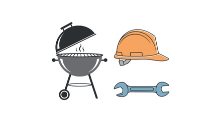 Fototapeta premium Grill Hard Hat Wrench Tools.