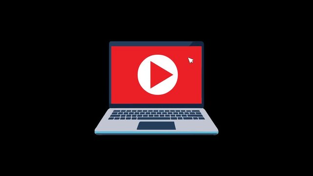 animation of opening a video inside a laptop with a transparent background