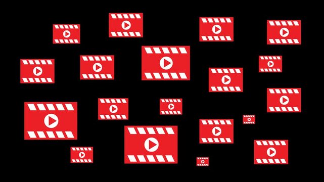 animated floating video icon with transparent background