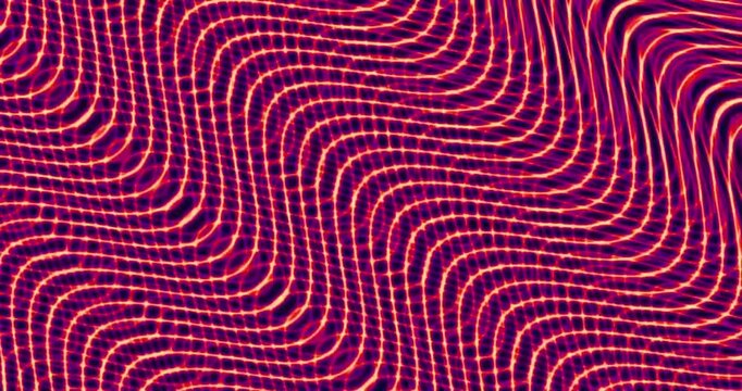 Abstract background with glowing neon green flowing liquid waves, dynamic wavy grid pattern with motion effect.