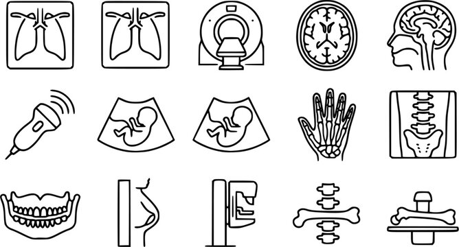 X-Ray Outline Icons &ndash; Medical Scan & Imaging Vector Bundle
