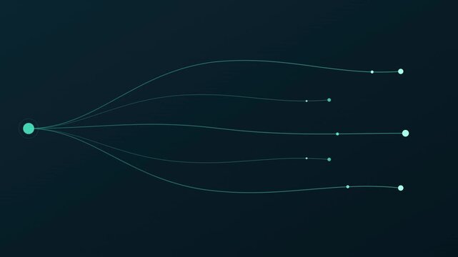 Teal Flow Channel Network Moving Dots Navy Dark Background Seamless Loop

