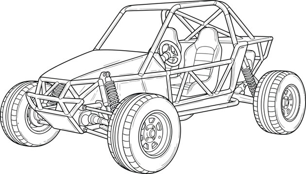 Car tire and wheel rim detail in a black and white line art vector