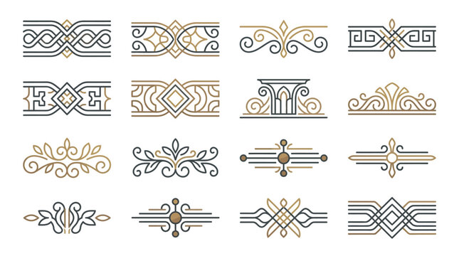 Collection of ornate decorative design elements.