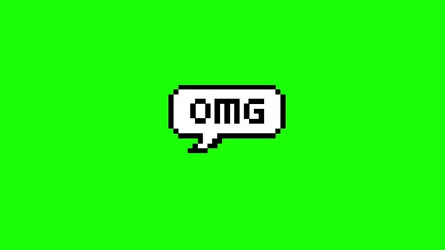 OMG vector creative animated icon with green screen background, perfect for conversation, text dialog, cartoon comic concept, 4k video