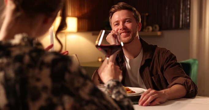Date. Couple having romantic dinner in restaurant