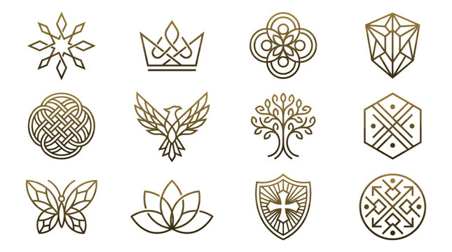 Golden Symbolic Emblems and Logos.