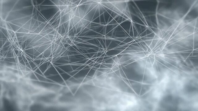 Abstract digital network background with interconnected lines and nodes, representing modern technology and data communication. Futuristic web of connections in a soft, ethereal atmosphere