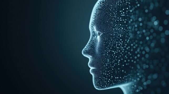 Conceptual generative intelligence visualization featuring intricate algorithmic layers and human machine interaction elements against abstract digital background. Modern cognitive computing evolution