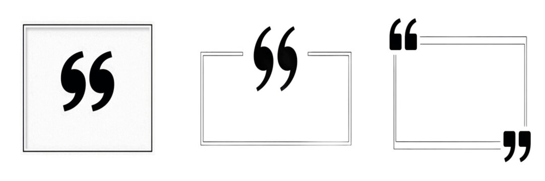 Set of bold black quotation mark symbol inside simple bracket frame isolated on transparent background essential typographic element for text citation and testimonial design