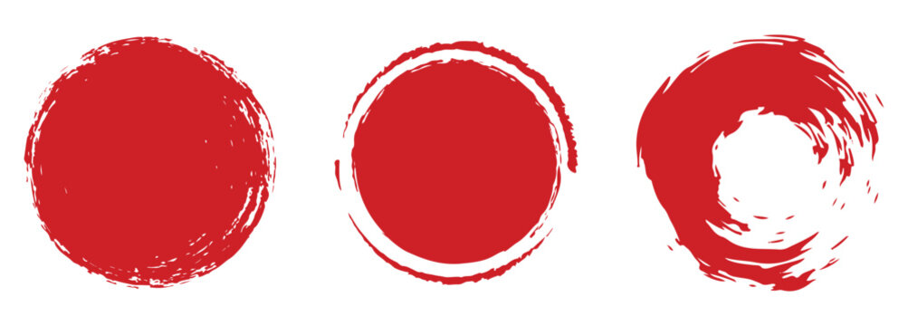 Red brush stroke circles vector illustration