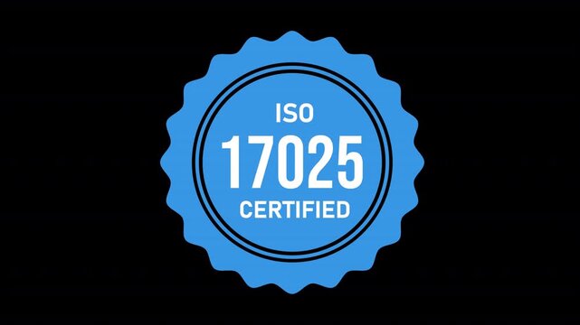 ISO 17025 Testing & Calibration Laboratories International Certification Standard Animated Motion Graphic Icon Badge for Business Compliance Quality Management and Audit Presentation Design