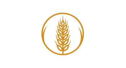 Golden wheat stalk circular emblem. © Engg
