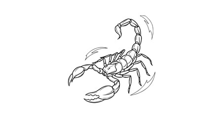 Fototapeta premium Scorpion illustration, stylized, isolated on white background, danger concept