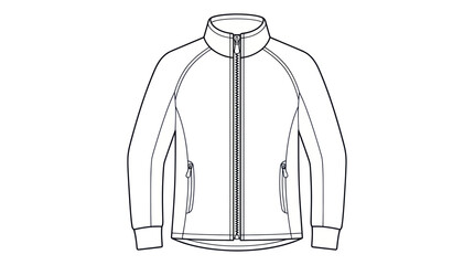 Fleece Jacket Technical Drawing Vector Line Art Fashion Sketch © jambu