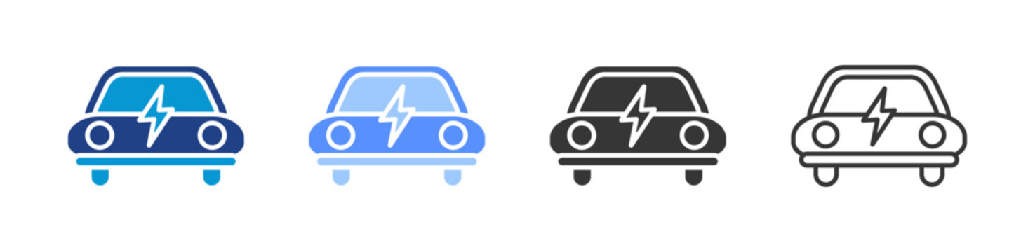 electric vehicle icon set multiple style collection	
