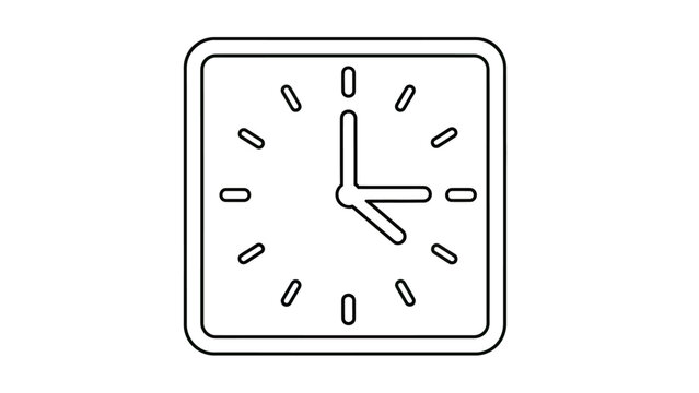 A line drawing of a square clock with rounded corners showing 310