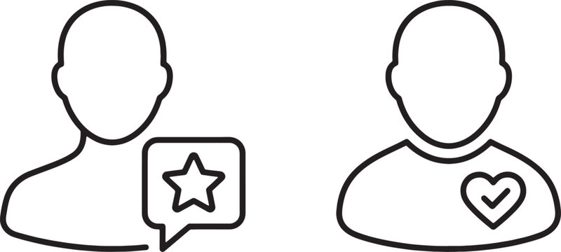 Art & Illustration, Digital client profile avatars watermarked with authentication safety badges cybersecurity line icons pair for identity protection