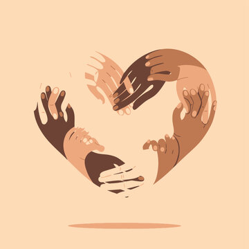 Diverse Hands Forming Heart Shape, Unity, Love, Diversity