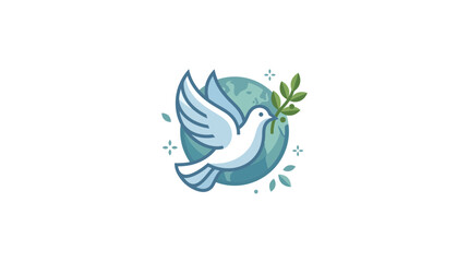 Fototapeta premium Peace Dove with Olive Branch and Earth Globe