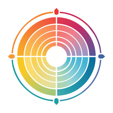 Flat design color wheel with compass points