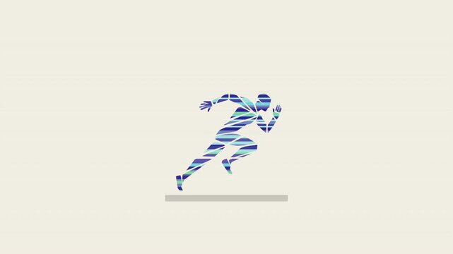 Minimal Abstract Running Athlete Animation on Neutral Background in slow motion