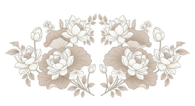 Intricate vintage rose floral illustration silhouette france pattern with silhouette france pattern