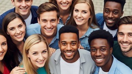 Obraz premium A diverse group of happy young professionals smiling together at the camera