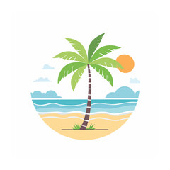 Obraz premium Tropical palm tree beach illustration