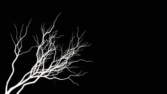 Minimalist White Tree Branches on Black Background for Design